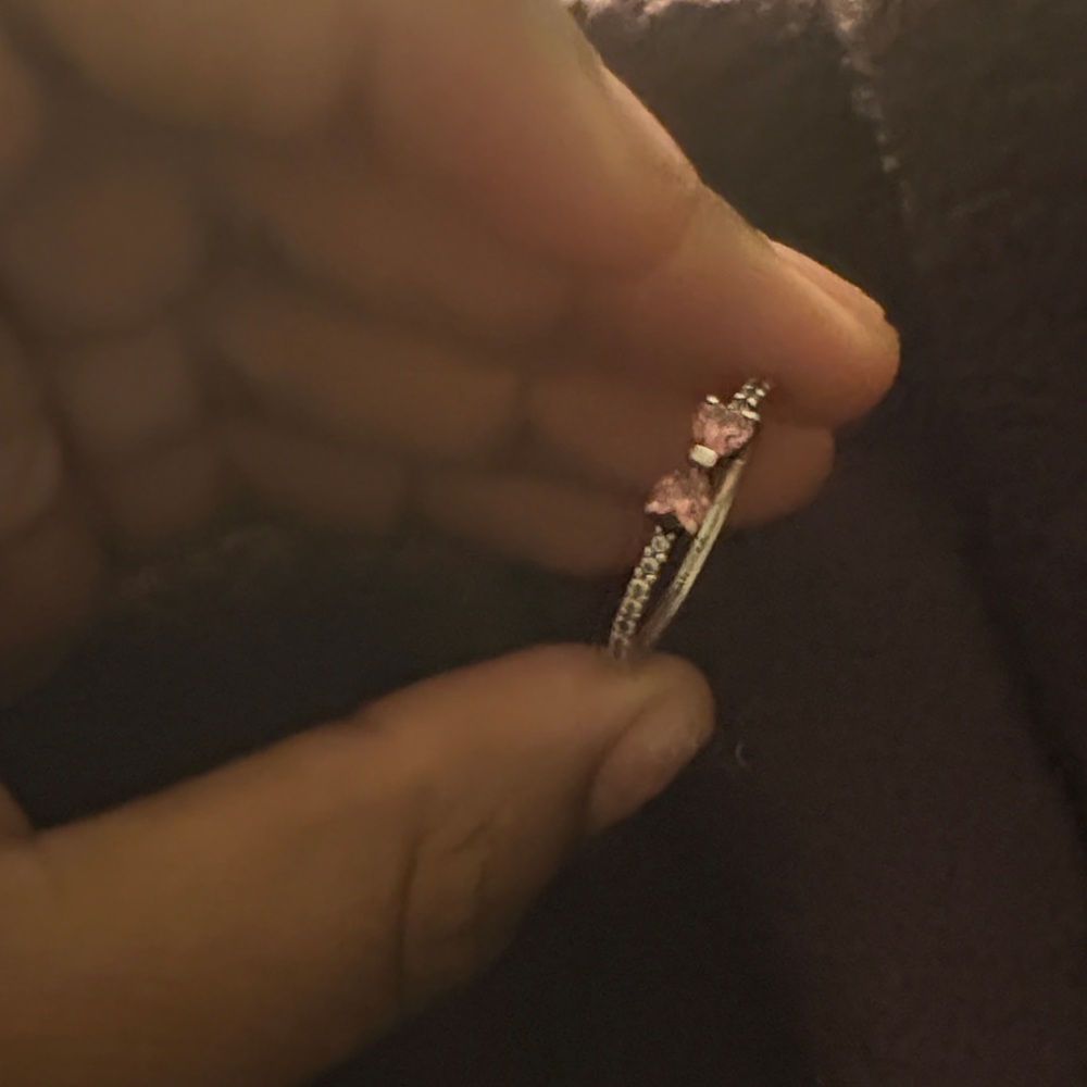 Elegant Pink and Silver Women's Ring